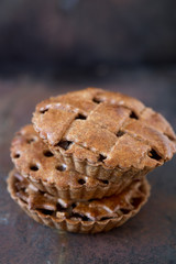 beautiful Homemade apple pie with whole grains flour, dietary concept
