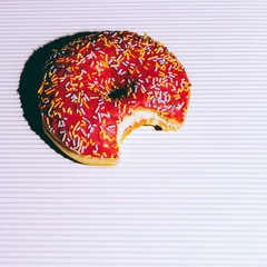 Pink donuts. Fashion Fast food minimal art