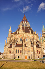 Fototapeta na wymiar Library of Parliament at sunset, Ottawa, Ontario, Canada.