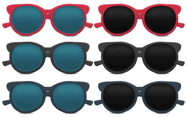 Sunglasses collection isolated on white backogrund. Vector illustration