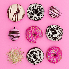 Fototapety  Mix donuts. And Sprouts. Fashion Fast Food minimal art Surreal Creative