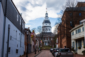 Fototapeta na wymiar Maryland State Capitol Building in Annapolis from the Streets