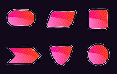 Set of shiny banners. Shining frame. Abstract glowing figures. Vector illustration.