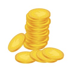 Abstract gold coins. Money. Vector illustration.