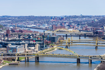 Skyline of Pittsburgh, Pennsylvania at night from mount washington above the monongahela river
