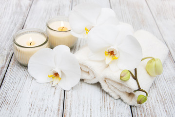 Naklejka na ściany i meble Spa products with orchids