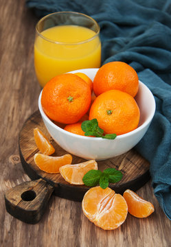 Glass of tangerine juice