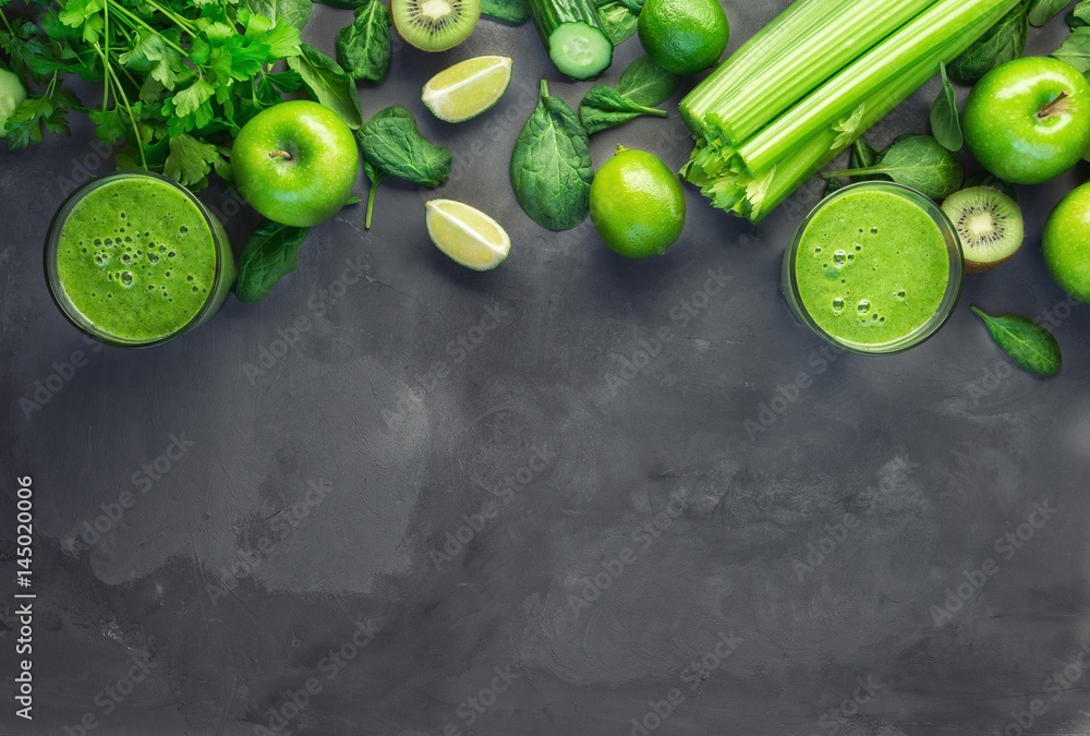 Sticker Green smoothie with ingredients