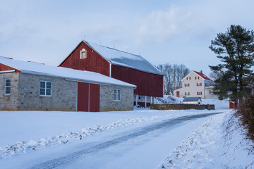 Snowy country land in southern york county in pennsylvania