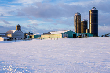 Snowy country land in southern york county in pennsylvania