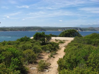 Path over the gulf of Sant'Amanza, Corsica island