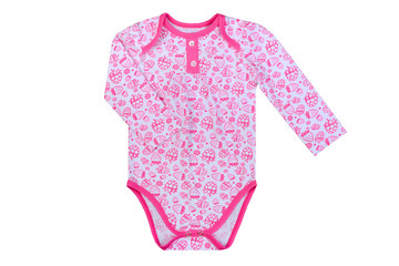 clothes for newborns isolated on a white background, baud of pink color