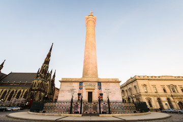 Washington Monument in Mount Vernon, Baltimore Maryland during spring