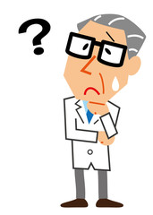 疑問　白衣の熟年男性