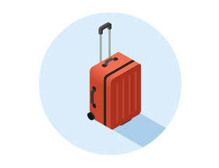 Vector isometric illustration of red suitcase