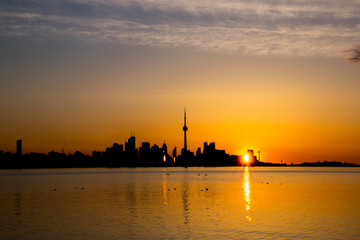 Morning sun peaking through skyline
