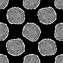 Tree Rings Seamless Vector Pattern. Saw cut tree trunk background. Vector Illustration.