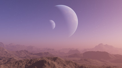 Naklejka premium 3d rendered Space Art: Alien Planet - A Fantasy Landscape