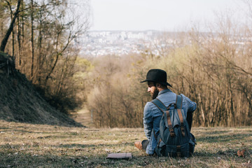 traveler man in mountains