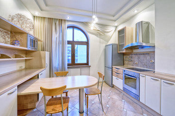 The interior of the kitchen.