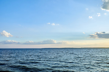 Beautiful sea, river, lake, reservoir. Ukraine, Dnepropetrovsk region, Nikopol city. Natural...