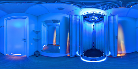 Panorama 360 degrees inside the solarium which glows blue.
VR shot of the solarium from the inside...
