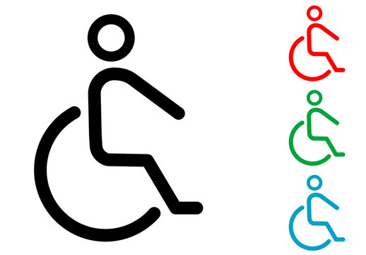 Icono plano silla de ruedas en varios colores