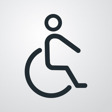 Icono plano silla de ruedas en fondo degradado