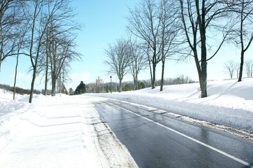 Winter road outside city