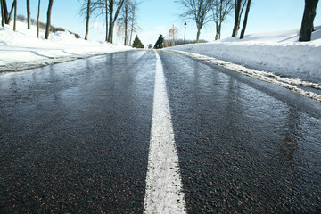 Winter road outside city