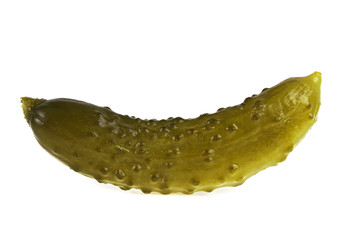Marinated pickled cucumber isolated on white background