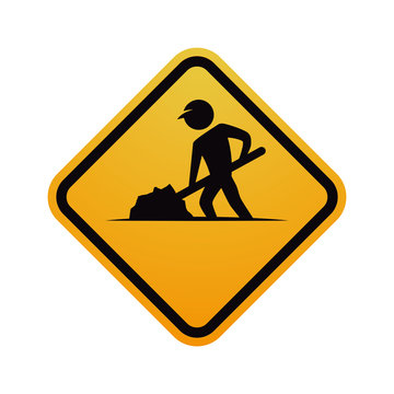 Under construction road sign icon vector illustration graphic design
