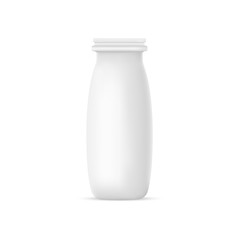 Vector realistic yogurt or milk bottle on white background. 3D mock up container. Plastic bowl design template