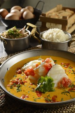 Cod with sauce and rice
