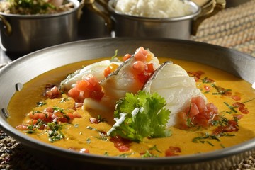 Cod with sauce and rice