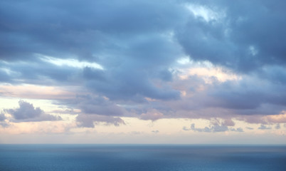 scenic cloud sky over ocean background