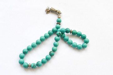 blue beads isolated on white
