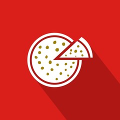 Pizza Flat Icon With Red Background, Vector, Illustration