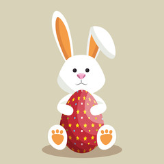 cute rabbit happy easter vector illustration design