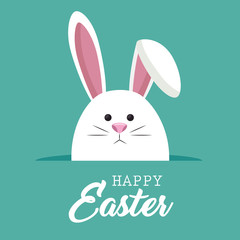 cute rabbit happy easter vector illustration design