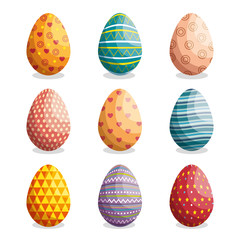 eggs painted easter celebration vector illustration design