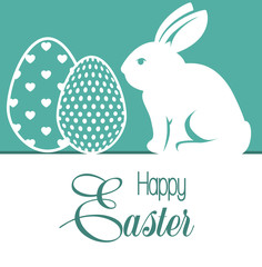 cute rabbit happy easter vector illustration design