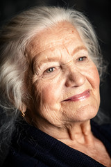 gray-haired old woman