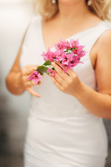 Wedding bouquet in hands of the bride. Wedding in Montenegro