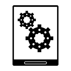 silhouette tablet device technology digital gears vector illustration eps 10