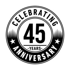 45 years anniversary logo template. Vector and illustration.

