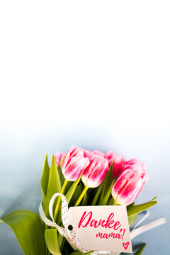 Danke mama, Gru&szlig;karte mit Tulpen