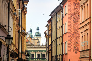 Fototapeta na wymiar Beautiful colorful tenements in the city center of Warsaw, Poland