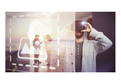 VR User in Sweater Mockup