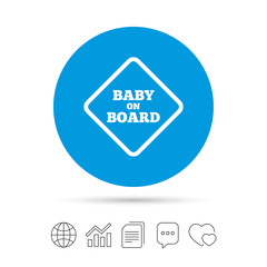 Baby on board sign icon. Infant caution symbol.